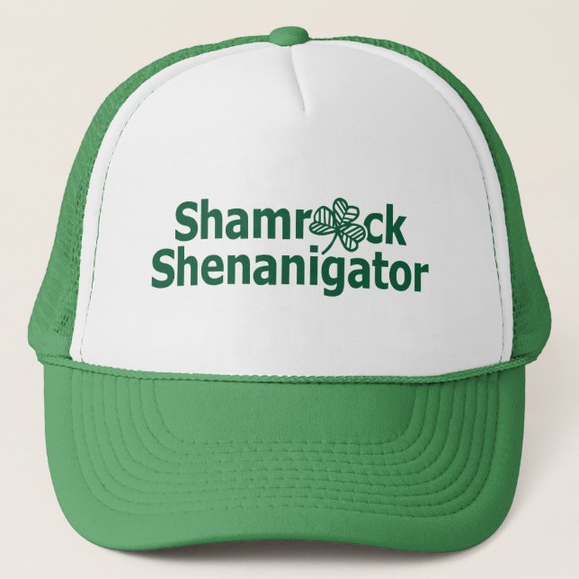 Funny Lucky Irish Shamrock St Patricks Day  Trucker Hat (Front)