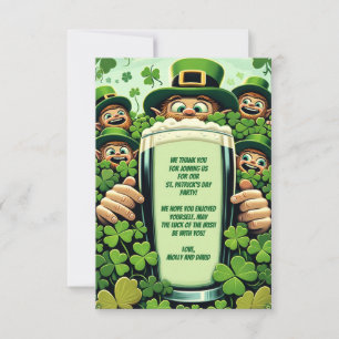 Funny Lucky Leprechauns St. Patrick's Day Party  Thank You Card