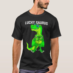Funny Lucky Saurus Dinosaur Irish Shamrock St Patr T-Shirt