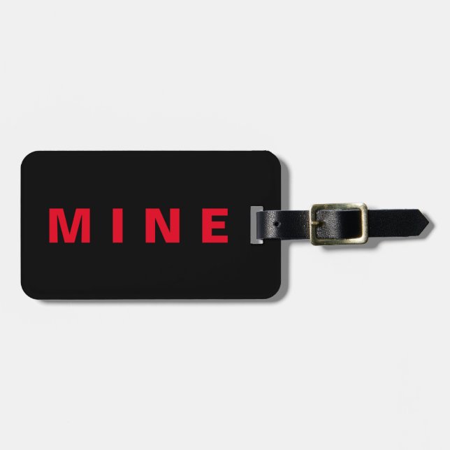 Funny luggage tag with 'Mine' written on it (Front Horizontal)