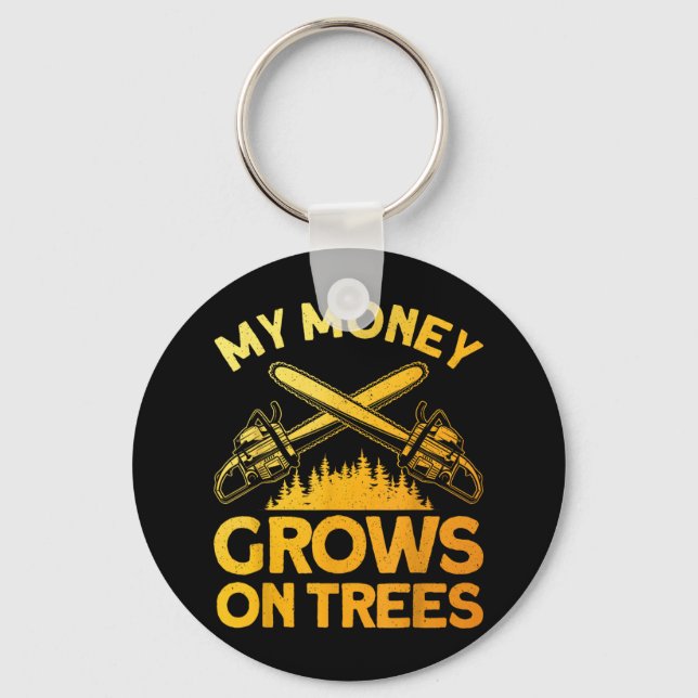 Funny Lumberjack Art For Men Tree Cutter Saw Logge Key Ring (Front)
