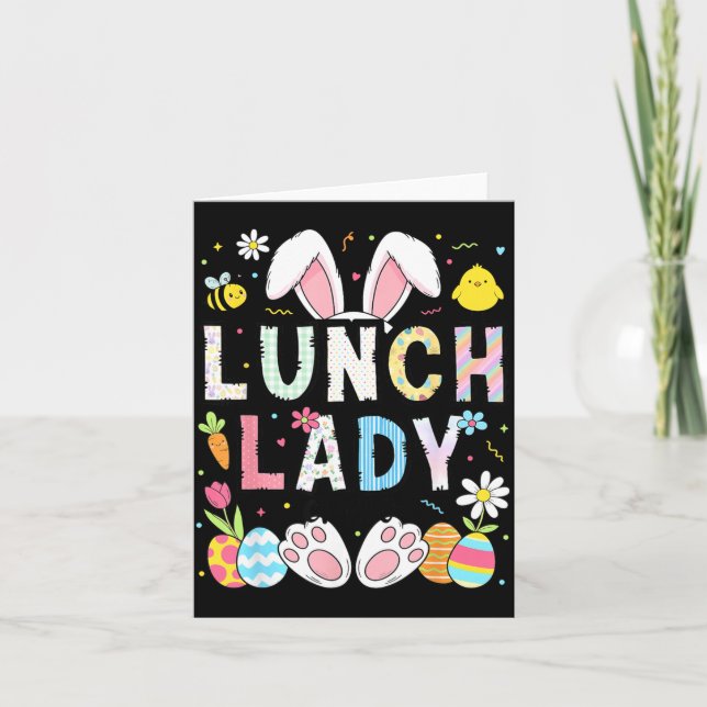 Funny Lunch Lady Bunny Cafeteria Happy Easter Day Card (Front)