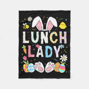 Funny Lunch Lady Bunny Cafeteria Happy Easter Day Fleece Blanket
