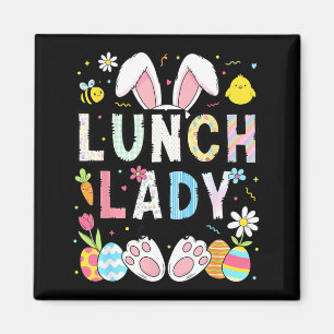 Funny Lunch Lady Bunny Cafeteria Happy Easter Day Magnet