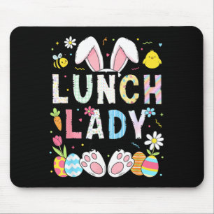 Funny Lunch Lady Bunny Cafeteria Happy Easter Day Mouse Pad