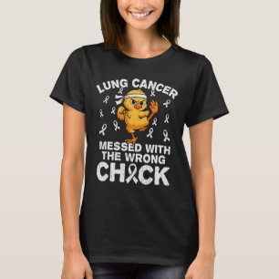 Funny Lung Cancer Awareness Chicken White Ribbon S T-Shirt