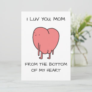 Funny Luv You Mum Pink Illustrated Mother's Day Holiday Card