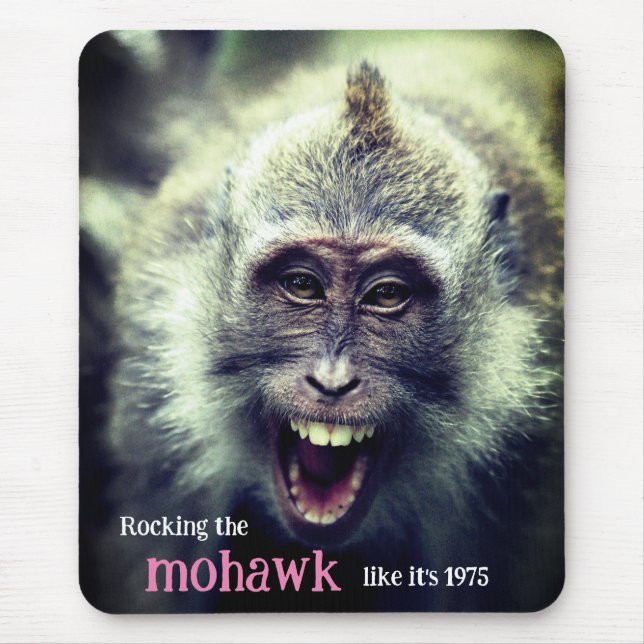 Funny macaque monkey photo mouse pad (Front)