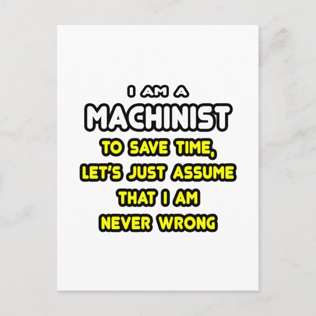 Funny Machinist T-Shirts and Gifts Postcard (Front)
