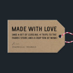 Funny Made with Love Gift Tag<br><div class="desc">Funny Made with Love Gift Tag - "Made with Love (and a bit of cursing,  4 trips to the fabric store,  and a crap tonne of wine)" - A real and fun gift tag for your handmade treasures.</div>