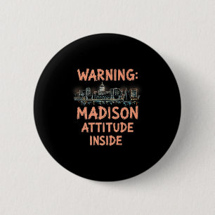 Funny Madison Wisconsin Night Skyline Vintage Prem 6 Cm Round Badge