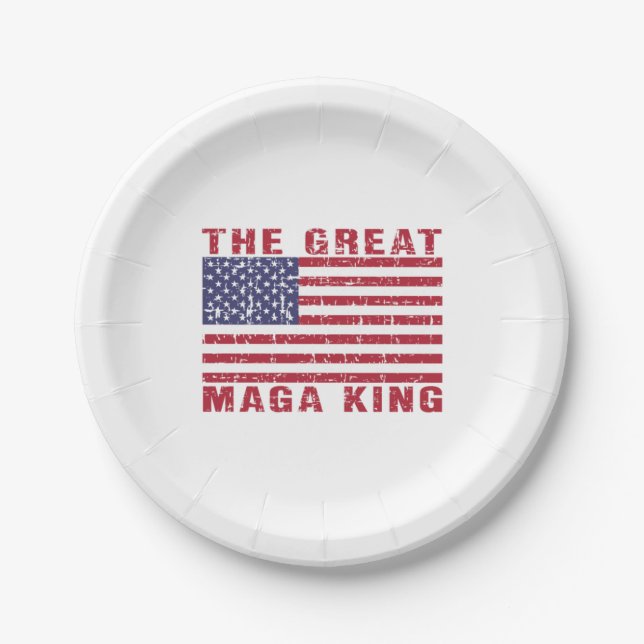 Funny MAGA King Trump Supporter Paper Plate (Front)