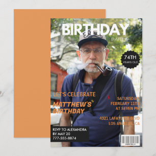 Funny Magazine Editorial Photo 74th birthday Invitation