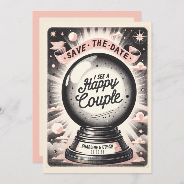 Funny Magic Ball Pink Black  Save the date (Creator Uploaded)