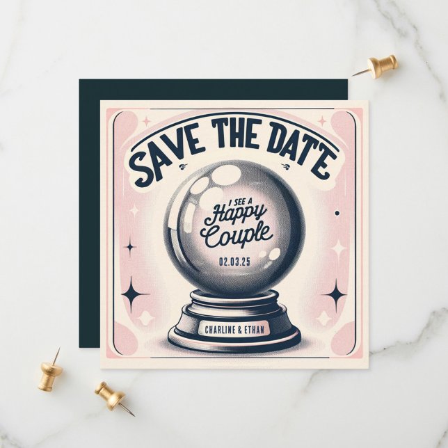 Funny Magic Ball Pink Dark blue Save the date (Creator Uploaded)