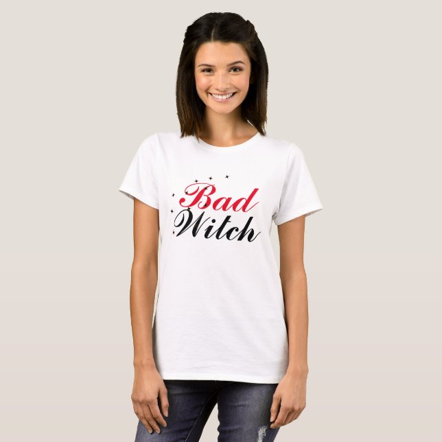 Funny magic happy halloween Bad witch  T-Shirt (Front Full)