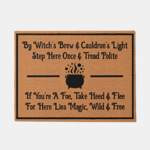 Funny Magic Spell Whimsical Humour Brown Minimalis Doormat
