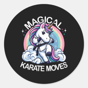 Funny Magical Karate Moves Karate Einhorn Karate U Classic Round Sticker