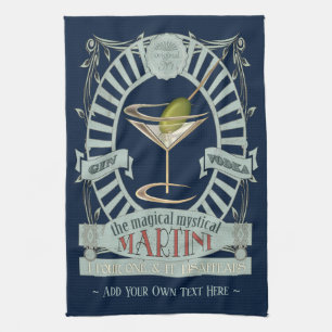 Funny Magical Martini Cocktail Personalised Tea Towel