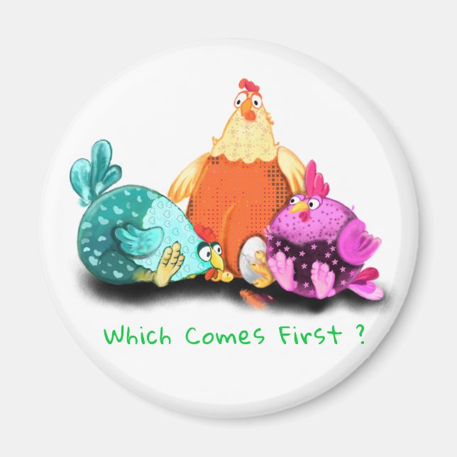 Funny Magnet Chickens Waiting Egg To Hatch (Front)