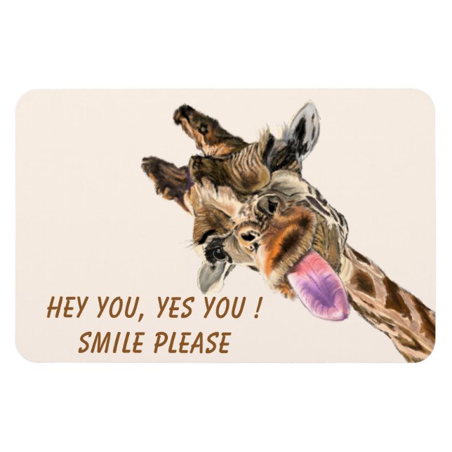 Funny Magnet Gift Playful Giraffe - Smile (Horizontal)