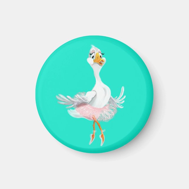 Funny Magnet with Ballerina Duck - Your Color (Front)