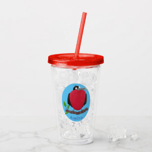 Funny magnificent frigate bird cartoon acrylic tumbler