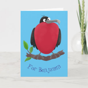Funny magnificent frigate bird cartoon card