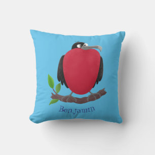 Funny magnificent frigate bird cartoon cushion