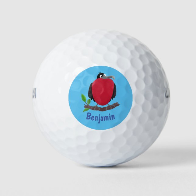 Funny magnificent frigate bird cartoon golf balls (Front)