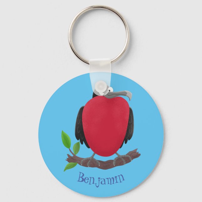 Funny magnificent frigate bird cartoon key ring (Front)