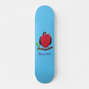 Funny magnificent frigate bird cartoon skateboard