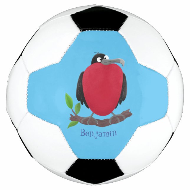 Funny magnificent frigate bird cartoon soccer ball (Front)