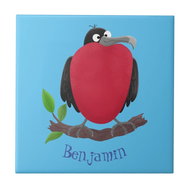 Funny magnificent frigate bird cartoon tile (Front)