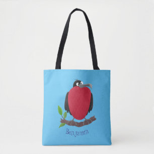 Funny magnificent frigate bird cartoon tote bag