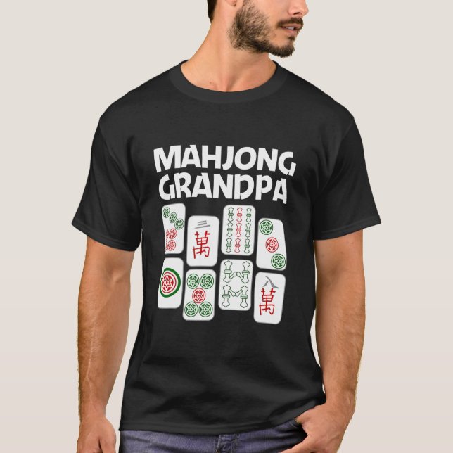 Funny Mahjong Gift Grandpa Dad Men Tile Game T-Shirt (Front)