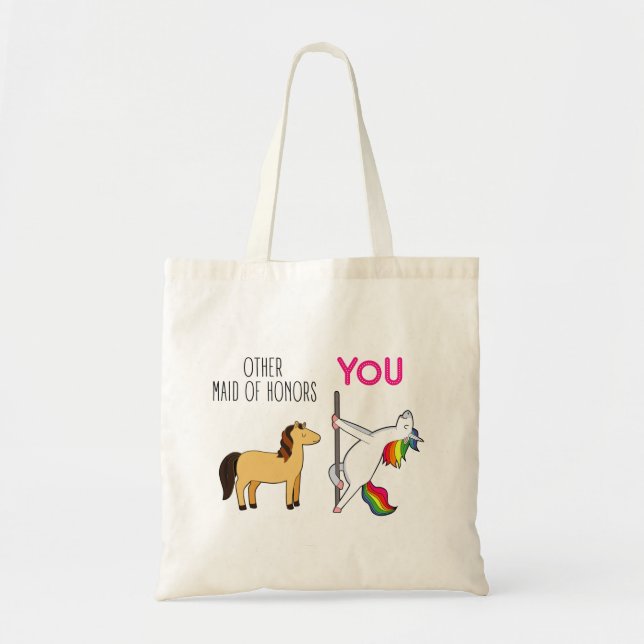 Funny Maid Of Honour Proposal, Cute Unicorn Tote Bag (Front)