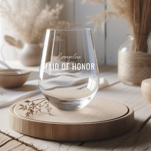 Funny Maid of Honour Proposal Name Stemless Wine Glass