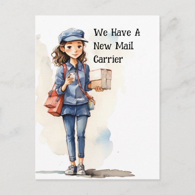 Funny Mail Carrier Moving Announcement Postcard (Front)