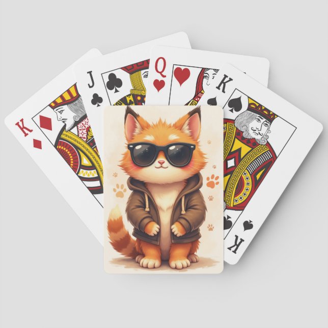 Funny Maine Coon Kawaii Cat Playing Cards (Back)