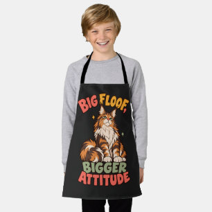 Funny Maine Coon Orange Tabby Cartoon Attitude Apron