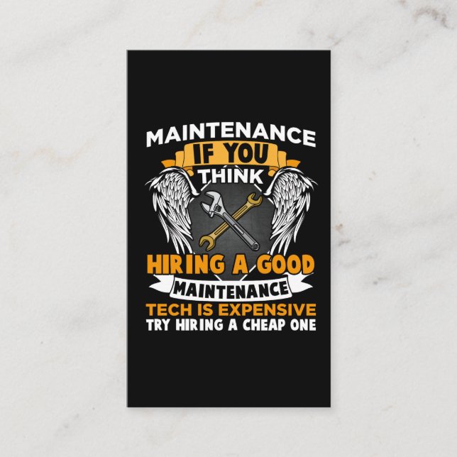 Funny Maintenance Tech Graphic Mechanic Technician Business Card (Front)