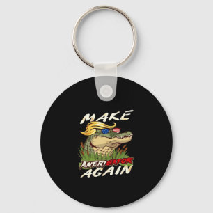 Funny Make Amerigator Again Donald Parody American Key Ring