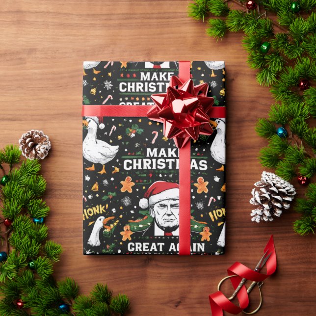 Funny Make Christmas Great Again Goose Meme  Wrapping Paper (Holiday Gift)