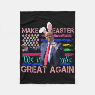 Funny Make Easter Great Again Trump Dancing Easter Fleece Blanket