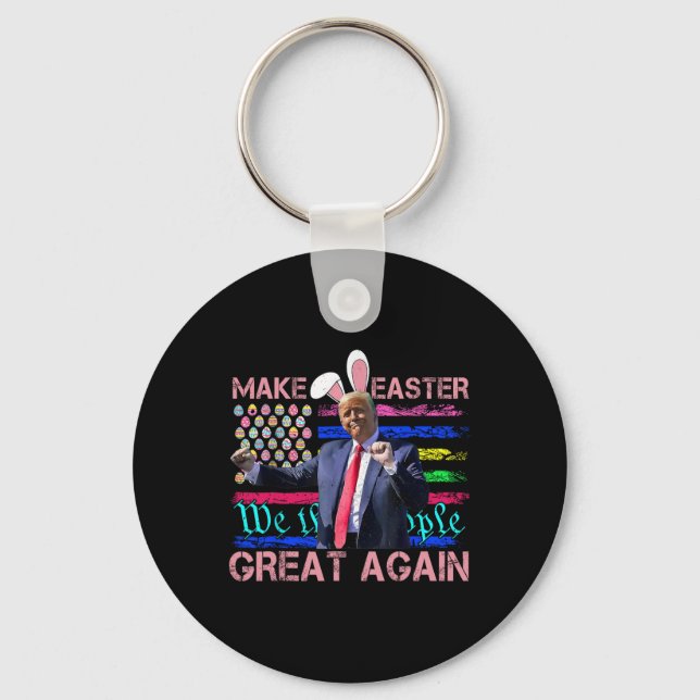 Funny Make Easter Great Again Trump Dancing Easter Key Ring (Front)