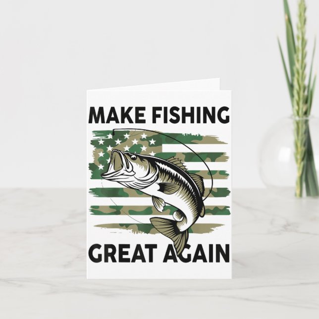 Funny Make Fishing Great Again Camo B Fish America Card (Front)