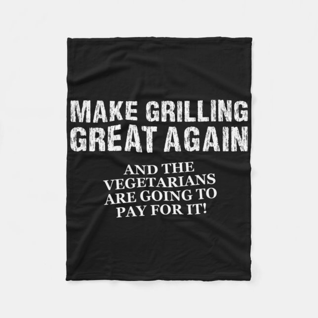 Funny Make Grilling Great Again Trump Bbq Pit Mast Fleece Blanket (Front)