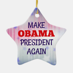 Funny "Make Obama President Again" Ceramic Tree Decoration