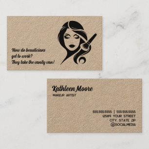 💄 Funny Makeup Beautician Kraft Business Card